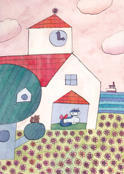 まる顔の馬がすむ家は