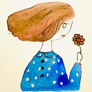 青い水玉のツーピース